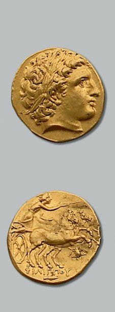 -Rois de MACÉDOINE Philippe II (359-336 av. J.-C.). Statère d'or. 8,63 g. Magnésie....
