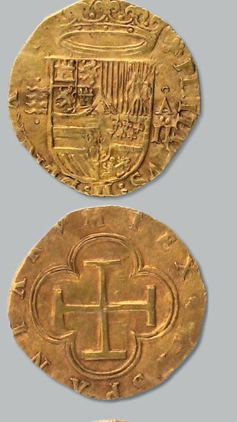 - PHILIPPE II (1556-1598) 2 escudos. Valladolid. Fr. 164 Atelier rare. Très bel ...