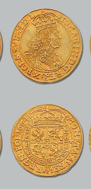 null - Jean Casimir (1648-1668) 2 ducats or. 1664. Fr. 89 Rare et superbe.