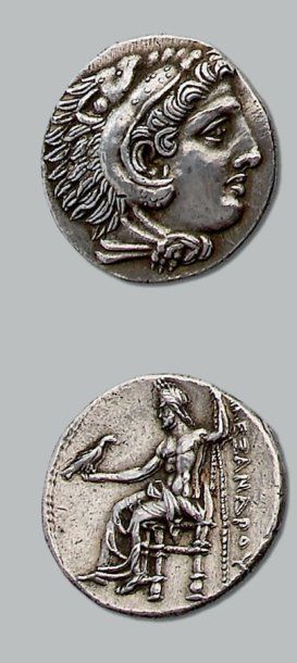 null - Tétradrachme. 17,19 g. Tête d'Héraclès coiffée de la peau de lion. R/Zeus...