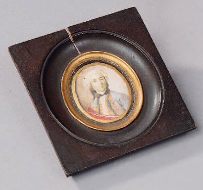 null FRANCE, XVIIIe siècle Miniature Portrait d'homme Gouache sur papier ? (non décadré)...