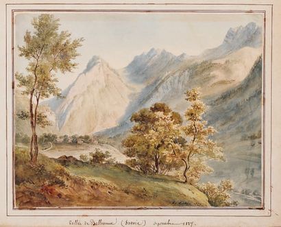 Edouard Jean Marie HOSTEIN (1804-1889) Vallée de Bellevaux (Savoie) Septembre 1827...