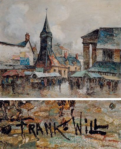 FRANK-WILL (1900-1951) Marché normand Huile sur isorel, signé en bas à gauche. 60...