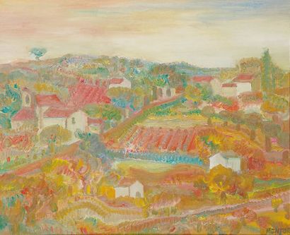 Blasco MENTOR (1918-2003) Paysage aux vignobles Huile sur toile, signée en bas à...