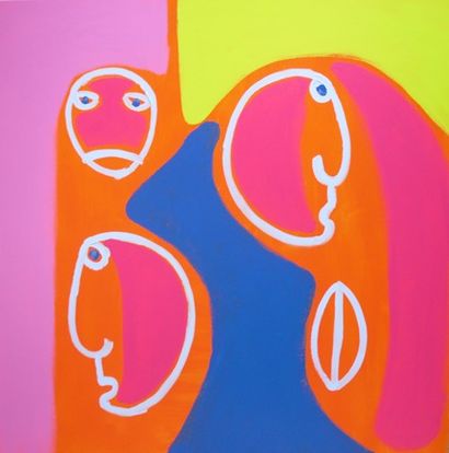 null Renaud-PHILIPPOT "United colors" Acrylique sur toile 100 x 100 cm