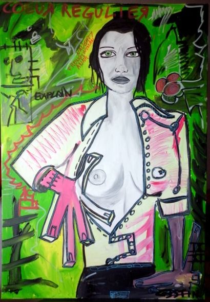 null Galadriel GESTIN "Naughty French woman 1" Acrylique sur toile 102 x 72 cm