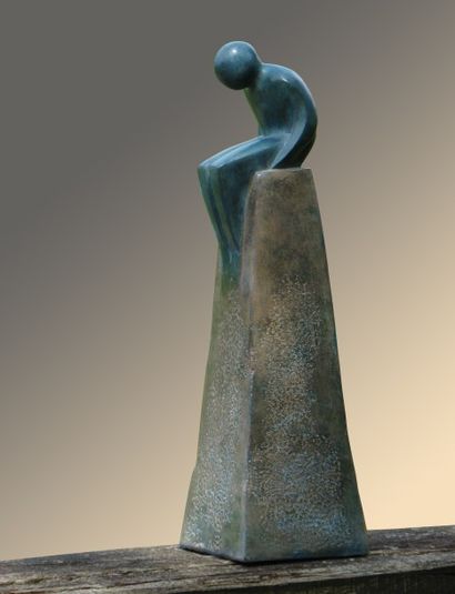 null Claudine BRUSORIO "L'observateur" Bronze 23 x 7 x 8 cm