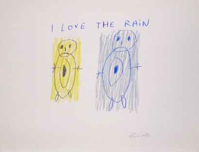 null Renaud-PHILIPPOT "I love the rain" Acrylique sur papier 47 cm x 57 cm