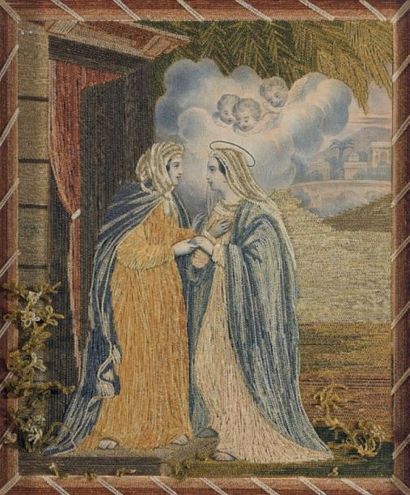 null GRAVURE habillée représentant la Visitation: la Vierge et Elisabeth entourées...
