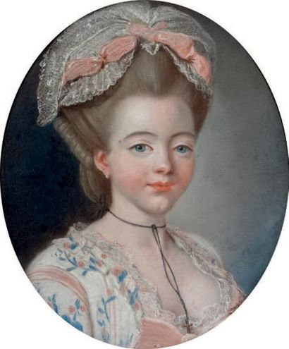 Ecole Francaise vers 1780 Portrait d'une dame de qualité.
Pastel sur papier marouflé...