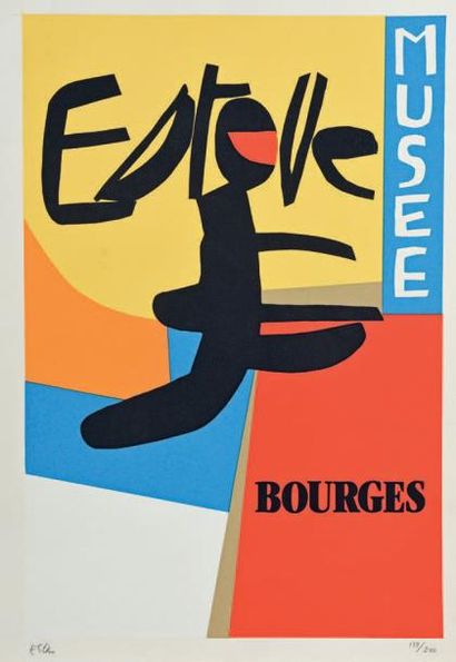 Maurice ESTÈVE (1904-2001) Affiche pour le Musée Esteve de Bourges, 1987.
Lithographie...