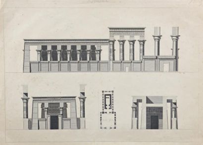 null PLANCHE gravé représentant un plan de coupe d'un temple egyptien  "Hermontis"...