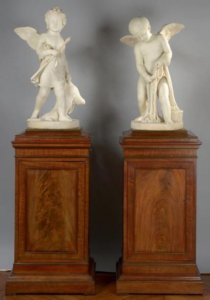 Pietro TENERANI (Carrare, 1789 - Rome, 1869) Deux statues formant pendants en marbre...