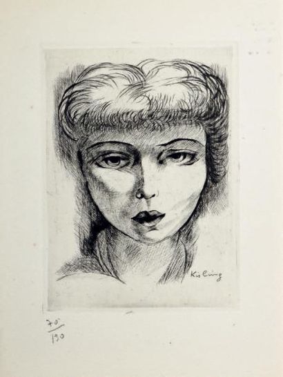 Moïse KISLING (1891-1953) Portrait de femme.
Eau forte, signée en bas à droite dans...