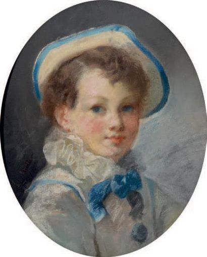 Louis MÜLLER (XIXe siècle) Jeune garçon au chapeau.
Pastel signé en bas à gauche,...