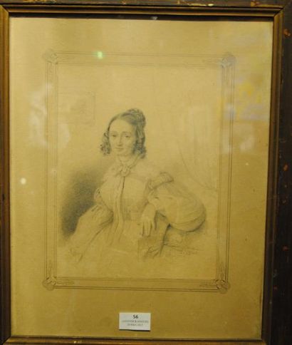 École du XIXe siècle Jeune fille.
Crayon.
Monogrammé S.P. et daté 1839.
25 x 18 ...