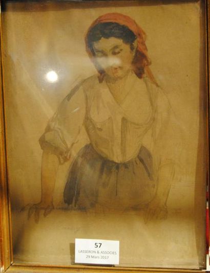 Louis MOUCHOT (1830-1891) Italienne.
Aquarelle et crayon.
23 x 17 cm
(Insolé)
