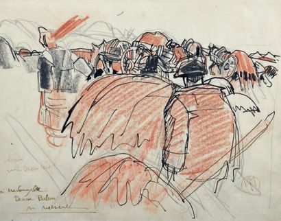 Mathurin MEHEUT (1882-1958) Les ramasseurs de goémons.
Plume, encre, sanguine, crayon,...