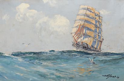 Robert SEBILLE (1874-1953) Le Cap-Hornier.
Aquarelle.
Signée en bas à droite et titrée...