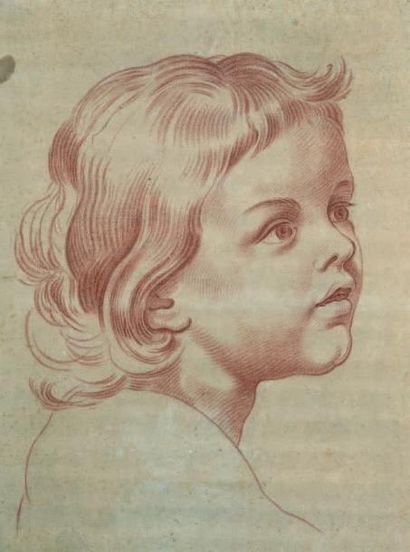 Dans le goût du XVIIIe siècle Tête d'enfant.
Sanguine.
50 x 36 cm