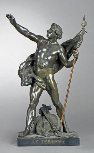 Émile-Louis PICAULT (1833-1915) Le Serment
Bronze à patine verte représentant un...