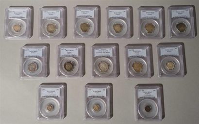 null 14 monnaies françaises divisionnaires en argent :
Franc : 9 exemplaires 1847A,...