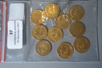 null 10 pièces de 20 F Napoléon III - Poid: 64, 1 gr
