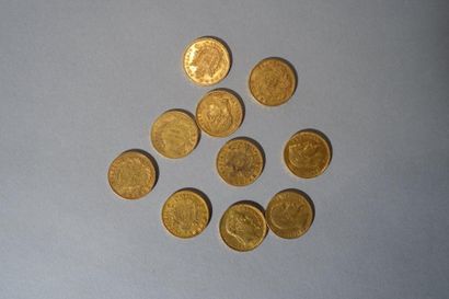 null 10 pièces de 20 F Napoléon III. Poid: 64,1 gr