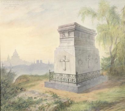 null A. MONGE (Ecole française du XIXème siècle)
Vue du tombeau du comte Alphonse...