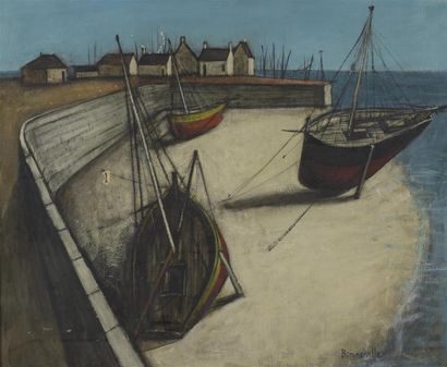 null François BONNEVILLE (XXe siècle)
Port breton à marée basse
Huile sur toile
Signée...