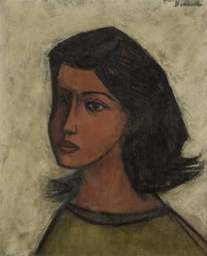 null François BONNEVILLE (XXe siècle)
Jeune femme brune
Huile sur toile.
Signée en...