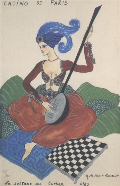 null Yves SAINT-LAURENT (1936-2008)
La Sultane au turban bleu
Lithographie en couleurs...