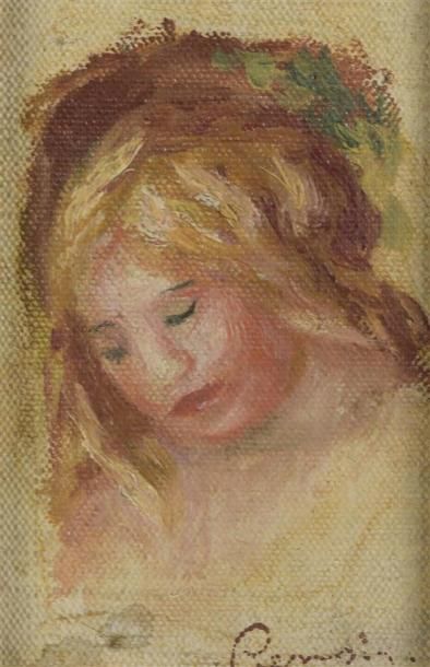null Dans le goût de Renoir (1841- 1919)
Portrait de jeune femme
Huile sur panneau...