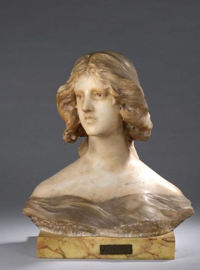 Cristoforo VICARI (1848-) Buste en albâtre représentant une femme symbolisant «La
Pensée»...