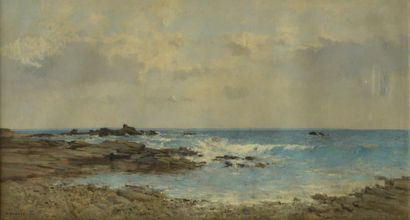 Emmanuel DAMOYE (1847-1916) La côte sauvage à Quiberon
Huile sur toile. Signée et...