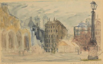 VOGT (école allemande du XXe siècle) La place Max-Joseph à Munich, août 1945
Aquarelle....