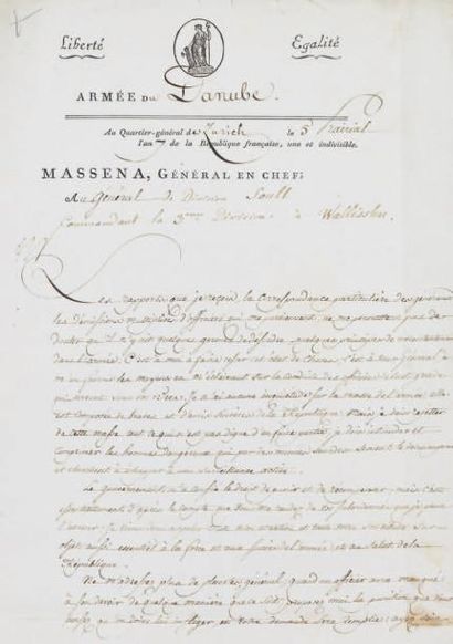 MASSENA André (Nice 1758-1817) Duc de Rivoli et Prince d'Essling, il fut fait Maréchal...
