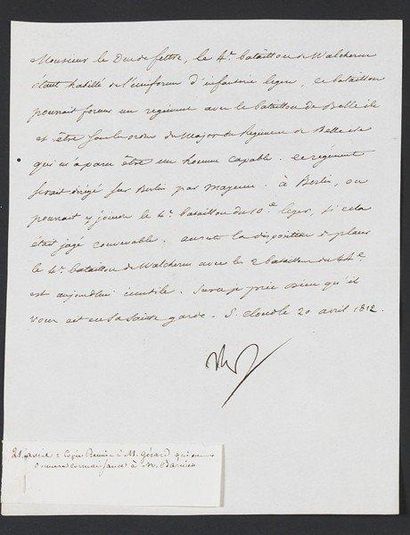 null Lettre signée Np rédigée par le Baron Fain, adressée de Saint-Cloud le 15 novembre...