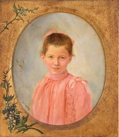 null Laperrière, 

"portrait de jeune fille" 

Huile sur toile signé 

dans un cadre...