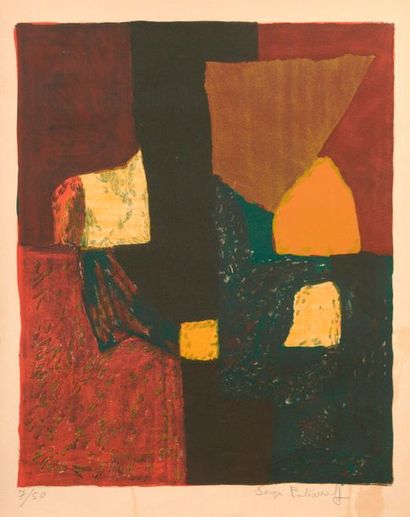 null Serge POLIAKOFF (1900- 1969)

Composition verte rouge et jaune.

Lithographie...