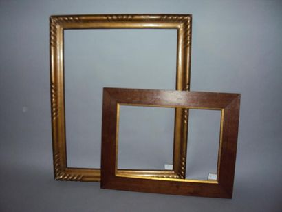 null Trois cadres plats en chêne mouluré, vue dorée Fin XIXe siècle 29,5 x 41,5 cm...