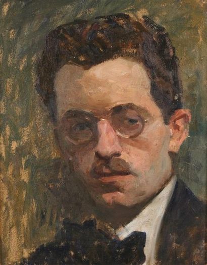 null Robert GENICOT (1890-1981)
Portrait d'homme aux lunettes
Huile sur panneau.
39...