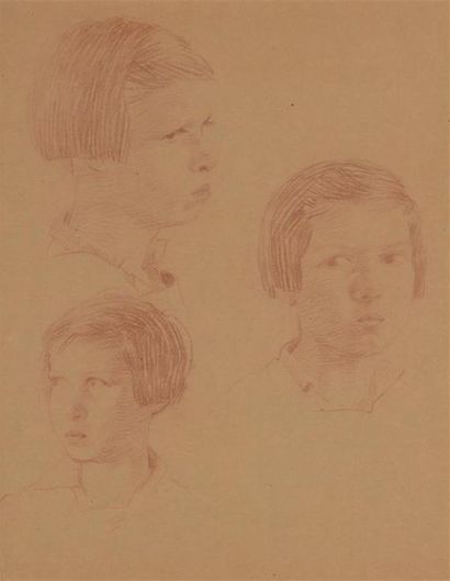 null Robert GENICOT (1890-1981)
Trois études de portrait de petite fille
Sanguine...