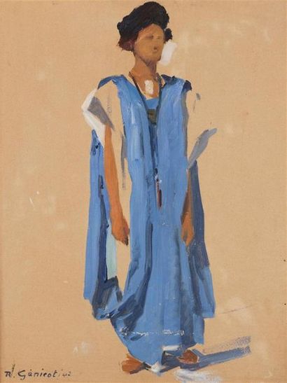 null Robert GENICOT (1890-1981)
Touareg, homme bleu du Maroc
Huile sur papier contrecollé...