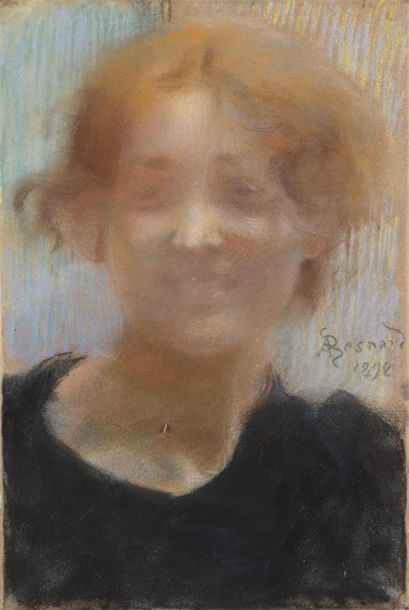 null Albert BESNARD (1849-1934)
La jeune rousse au sourire
Pastel.
Signé à droite...