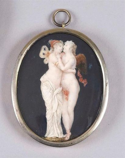 null ECOLE FRANCAISE Vers 1800 - 1810 

Psyché et l'Amour
Miniature sur ivoire de...