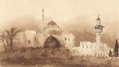 Attribué à Auguste BIARD (1798-1882)
Mosquée...