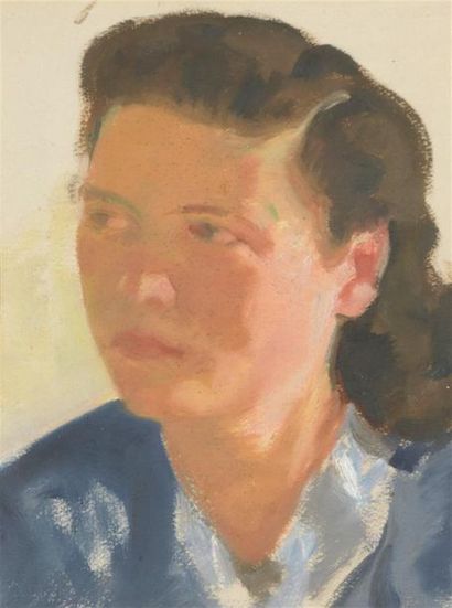null Robert GENICOT (1890-1981)
Portrait de sa fille
Gouache et huile sur papier.
Non...