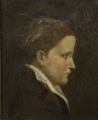 null ECOLE FRANCAISE du XIXe siècle 
Portrait de jeune garçon de profil
Huile sur...