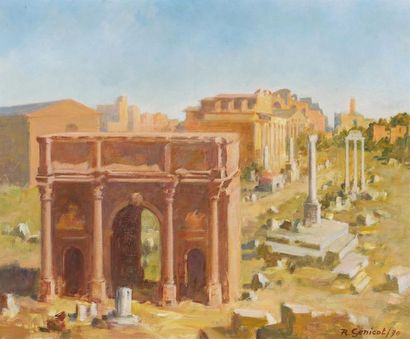 null Robert GENICOT (1890-1981)
L'arc de triomphe de Septime Sévère, Rome
Huile sur...